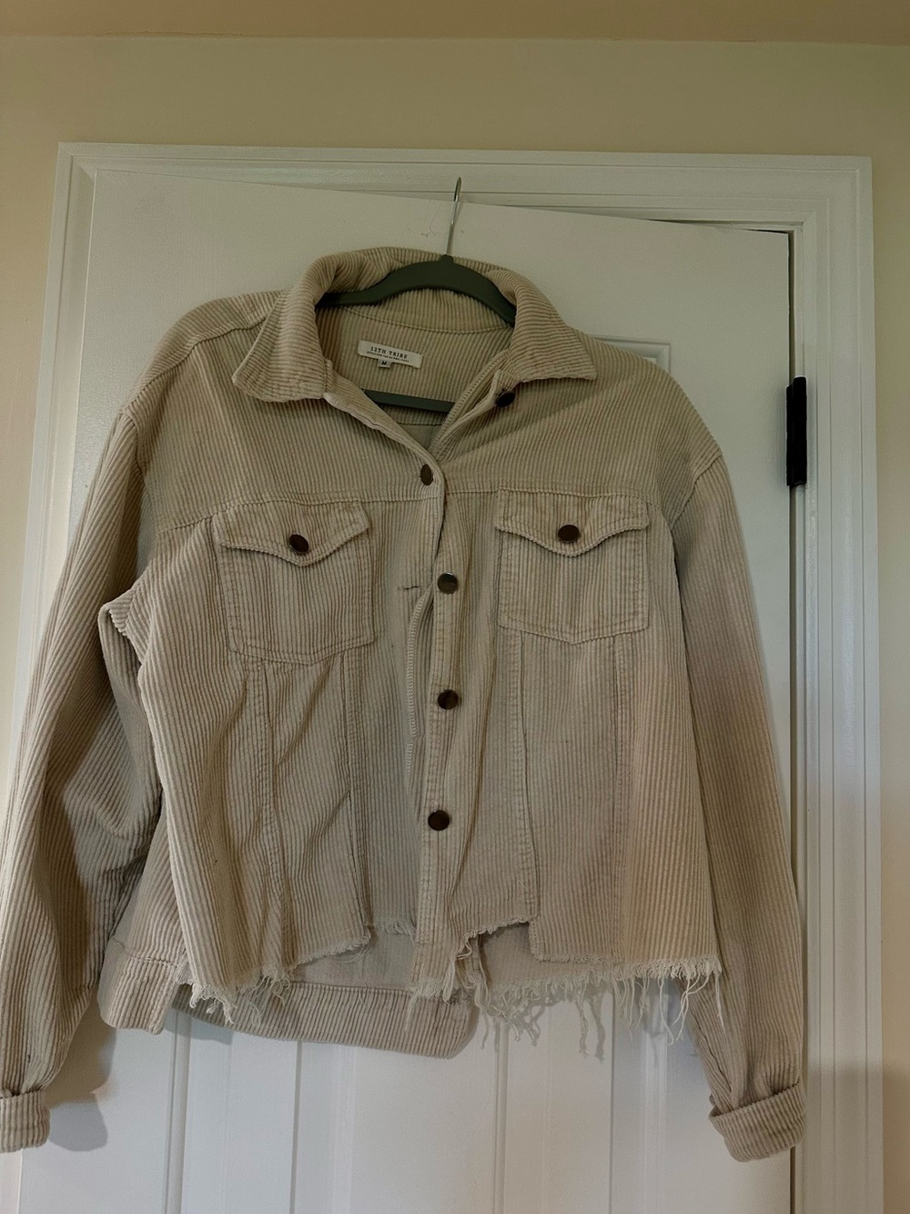 12th Tribe Light Beige Corduroy Button-Front Jacket